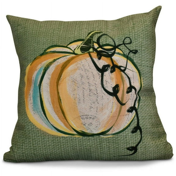 16" x 16" Simply Daisy Pumpkin Fest Fall Polyester Accent Pillow, Green Qty 1