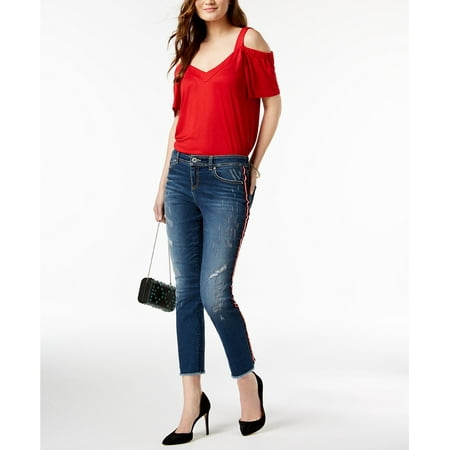 Indigo Striped Jeans - I.n.c. Curvy-Fit Striped Ripped Straight-Leg Jeans Indigo 6