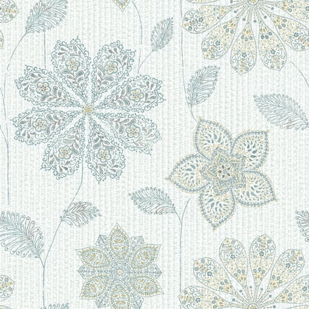 Gypsy Floral Peel & Stick Wallpaper Blue - Brewster