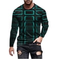 thumbnail image 1 of Blusas y camisas de manga larga con cuello redondo para hombre, blusa informal de manga larga con cuello redondo y estampado de rayas, blusa de poliéster para hombre, 1 of 4