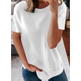 thumbnail image 2 of Womens Striped Color Block Short Sleeve Causal Blouses T Shirts Tops, 2 of 4