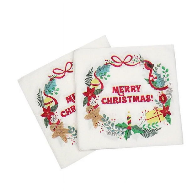 Servilletas de papel navideñas de 20 piezas, Papá Noel, muñeco de nieve, adornos navideños para el hogar, suministros de vajilla desechables de Año Nuevo