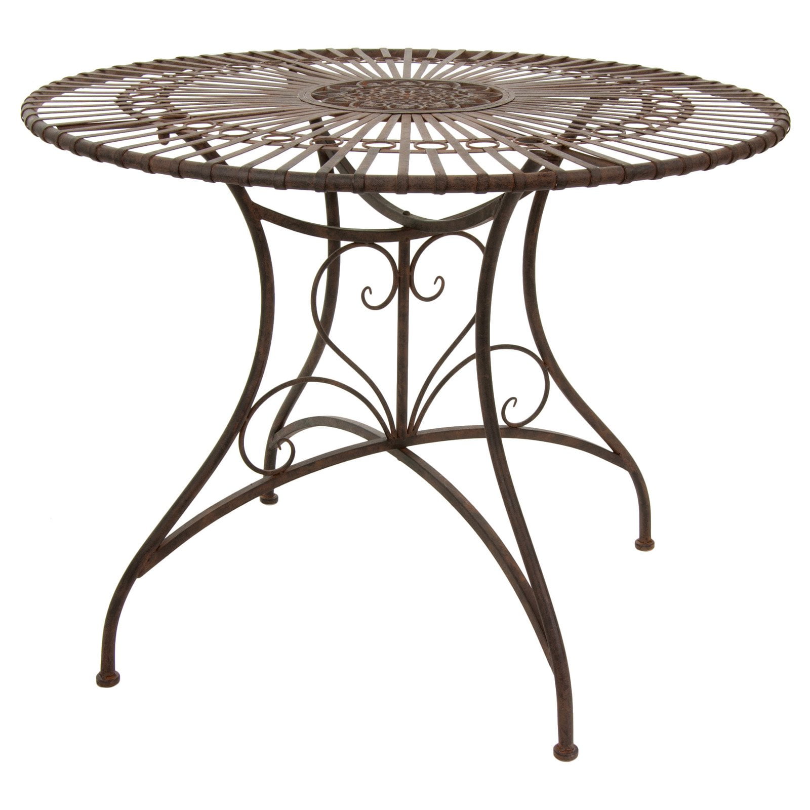 Oriental Furniture Rustic Wrought Iron Round Patio Dining Table