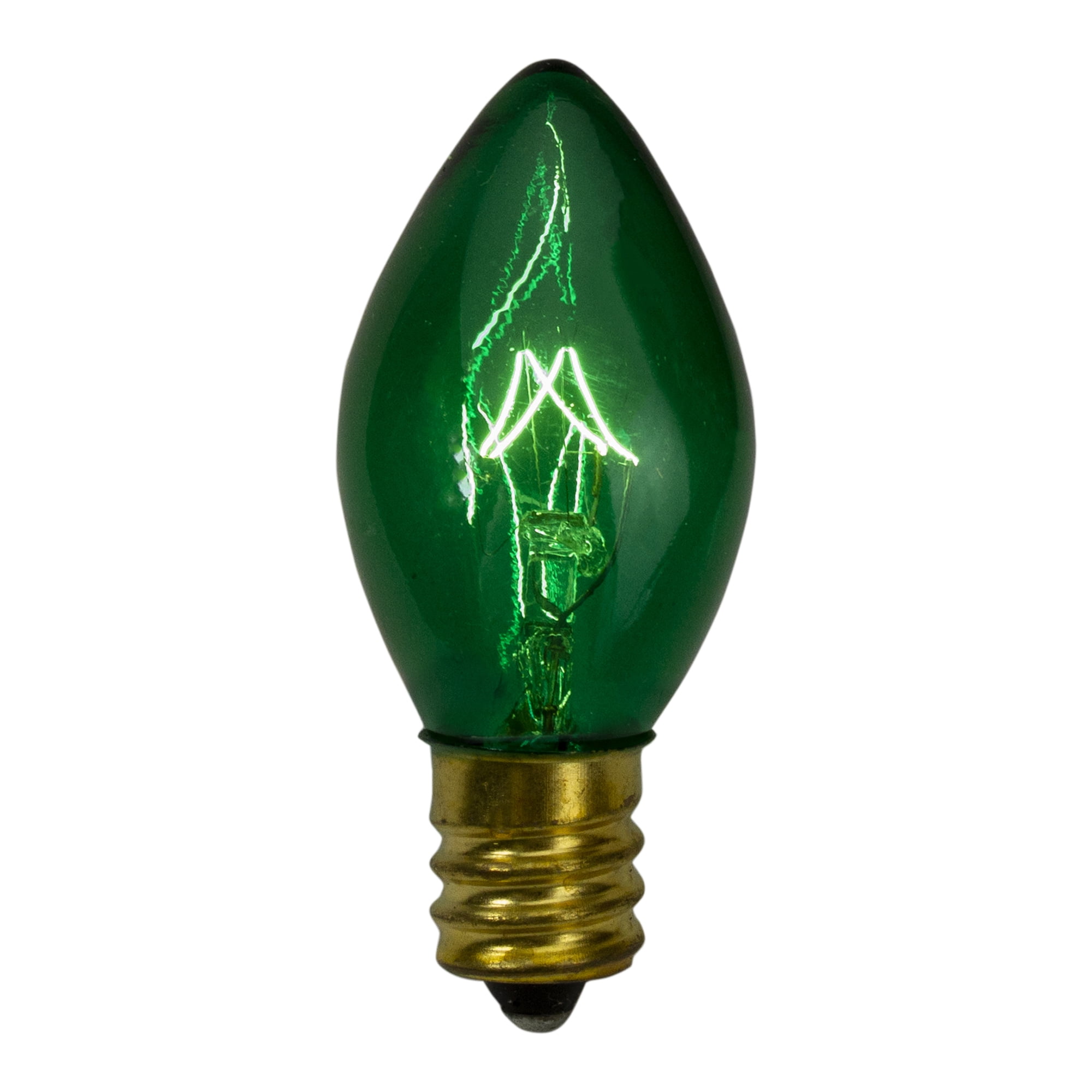 Set of 4 Green C7 Transparent Christmas Replacement Bulbs - 4'
