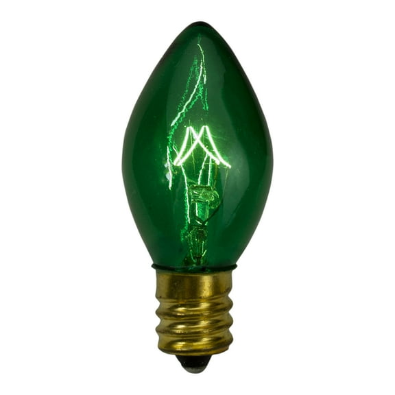 Set of 4 Green C7 Transparent Christmas Replacement Bulbs - 4"