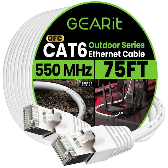 Cable Ethernet GearIt Cat6 Outdoor, 23 AWG, cobre puro, 75 pies