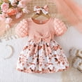 thumbnail image 2 of JAKANYQ Kids Girls Dress New Floral Dress With Bow Headscarf Spring Summer Two Piece Set For Baby Flower Girl Dress, Light Pink, 2-3 Years, 2 of 7