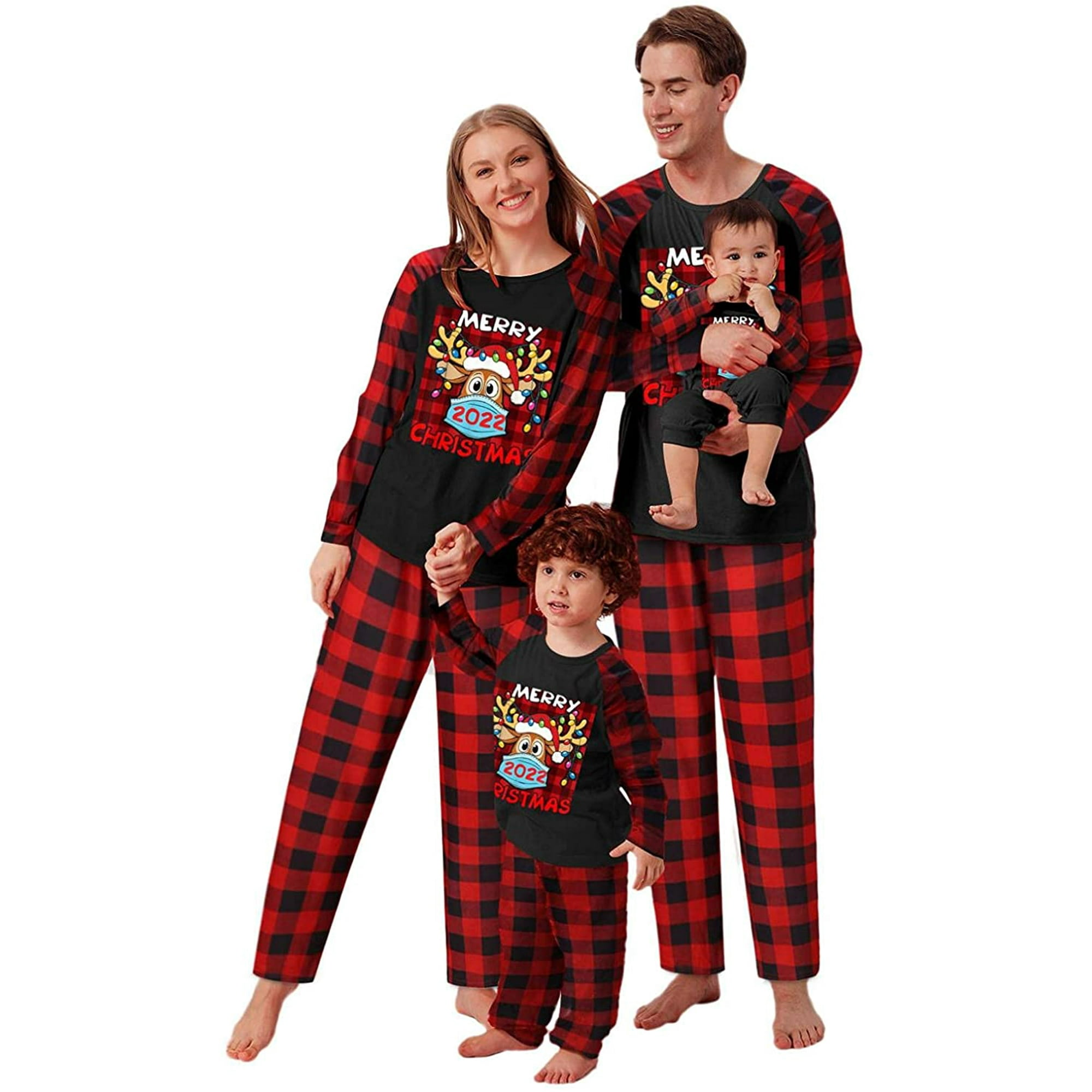 Holiday Family Pajamas Matching Set Merry 2022 Christmas Reindeer Printed Pjs Xmas Festival Party Plaid Sleepwear | Walmart Canada