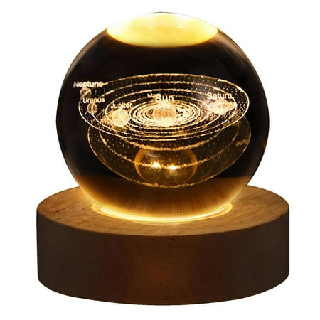 

Crystal Ball Lamp | Cool LED Nightlight with Wooden Base | 3D Warm Lights Christmas Day Gifts Ideas for Boyfriends Husband Him