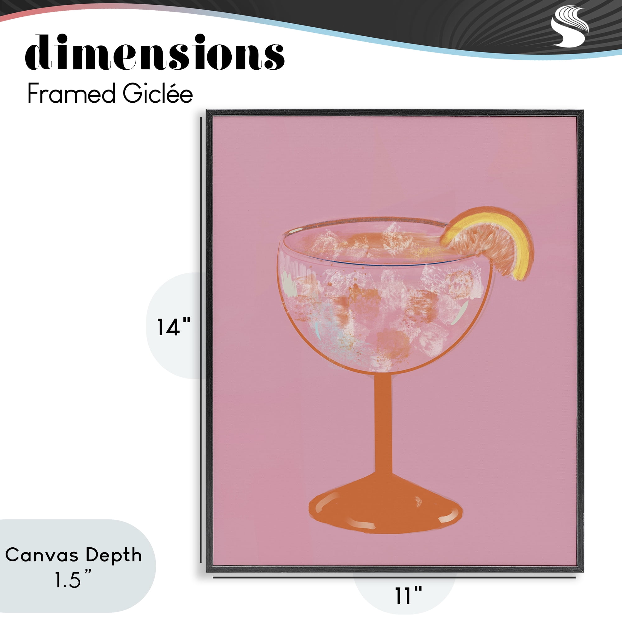 Stupell Industries Paloma Glass over Pink Black Framed Giclee Art, design by Robin Maria