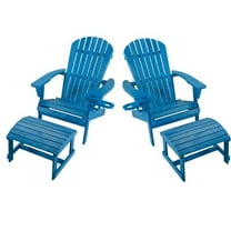 W Unlimited SW2101SB-CH2OT2 Earth Collection Adirondack Chair with Phone & Cup Holder - 2 Chairs & 2 Ottoman Set, Sky Blue