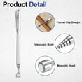 thumbnail image 4 of Uxcell Telescoping Magnetic Pickup Tool 1.5LB Stainless Steel 4.7" to 19.7" Extendable Magnet Retrieval Stick with Pocket Clip for Car Industry Garage Office, Silver, 4 of 7