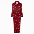 thumbnail image 6 of NOLDARES Family Christmas Pajamas Matching Sets Button Down Xmas Pjs Sets Holiday Sleepwear Long Sleeve Nightwear,A511-Wine, 6 of 6