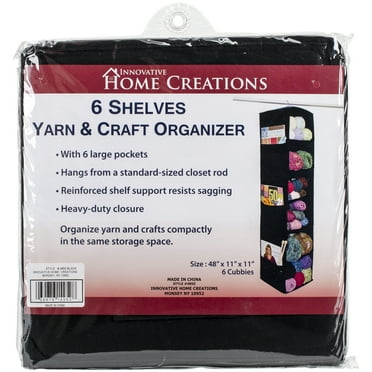 Innovative Home Creations 6 Shelf Yarn & Craft Organizer-Black 48"X11"X11"