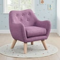 thumbnail image 2 of Binie Kids Chair w Wood Angled Legs- Pink Purple Button Tufted Linen, 2 of 6
