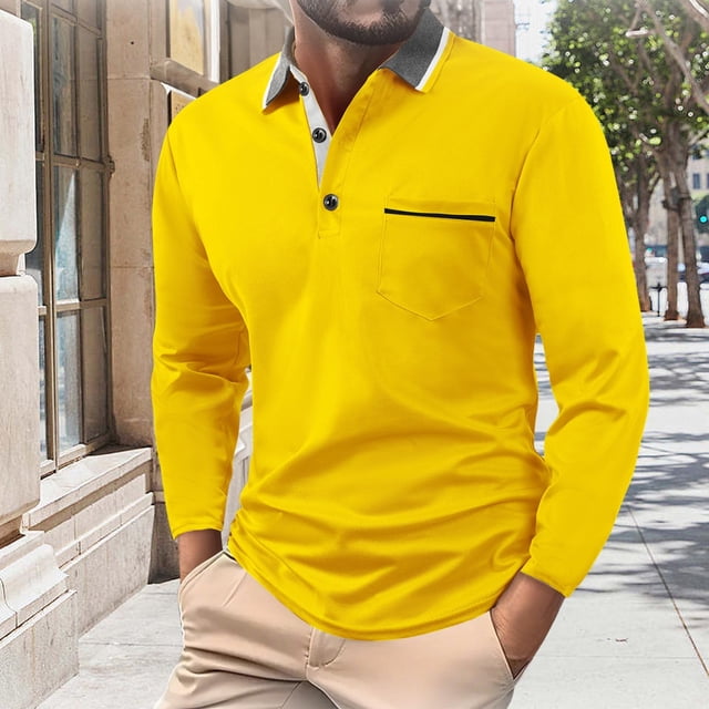 pstuiky Camisas casuales de manga larga para hombre, Camisa informal de verano de manga larga con solapa y botones para hombre Tops de hombre m