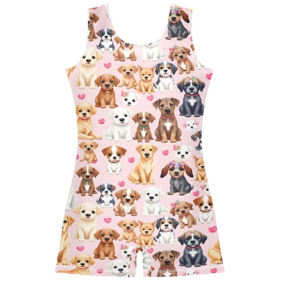 joogoo Dogs Cute Pattern Girls Leotards Gymnastics Tumbling Outfit Biketard Unitard 5-6Years