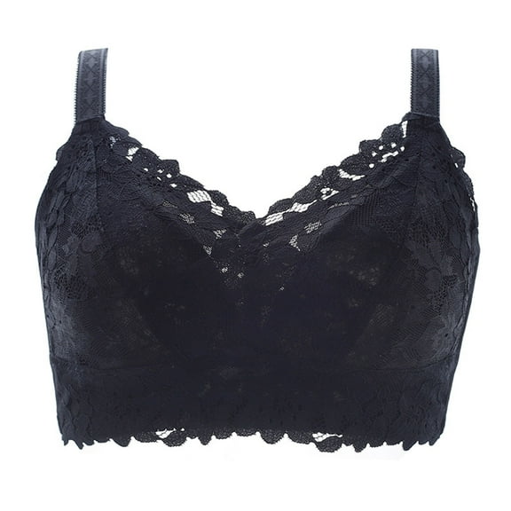 ALLLIST Bras for Women Push up Lace No Wire Bralette Black Plian Cozy Full-Figure Women's Bras Size S