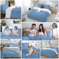 thumbnail image 5 of Vintage Linen Duvet Cover Set King Size, Pastoral Sky Blue Linen Texture Farmhouse 4 Piece Soft Microfiber Bedding Set with 1 Duvet Cover, 1 Flat Sheet, 2 Pillowcases, 5 of 9