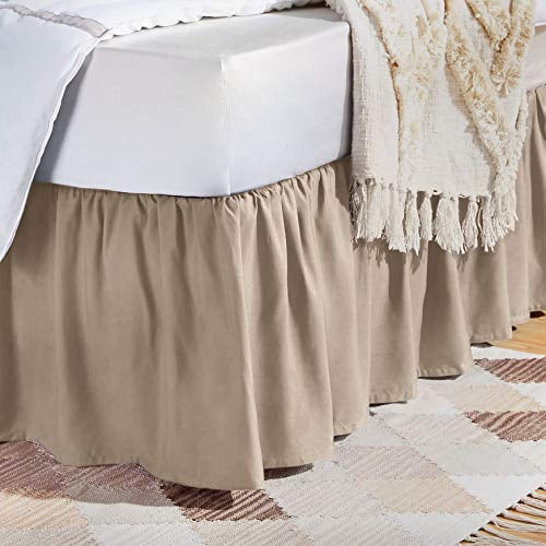 Basics Ruffled Bed Skirt - King, Taupe - Walmart.com ...