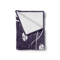 thumbnail image 2 of Dark Purple Soft Flannel Fleece Throw Blanket, Violet Background with Vines and Flower Illustrations Beauty in Simplicity, Cozy Plush for Indoor and Outdoor Use, 50" x 60", Quartz, by Ambesonne, 2 of 6