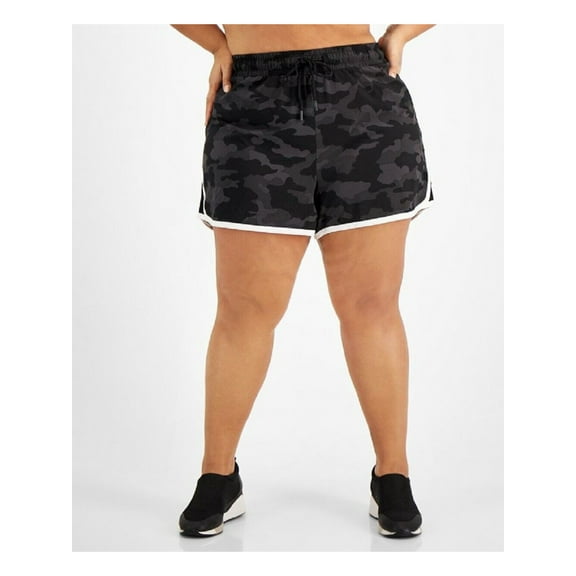 IDEOLOGY Womens Black Pocketed Camouflage Shorts Shorts Plus 3X