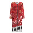thumbnail image 3 of Yuyamidu Womens Christmas Robes Music Note Long Sleeve Bathrobe with Front Zipper Snowflake Round Neck Gowns for Ladies Sleepwear Housecoat Red Pajama Nightgown Size S, 3 of 7