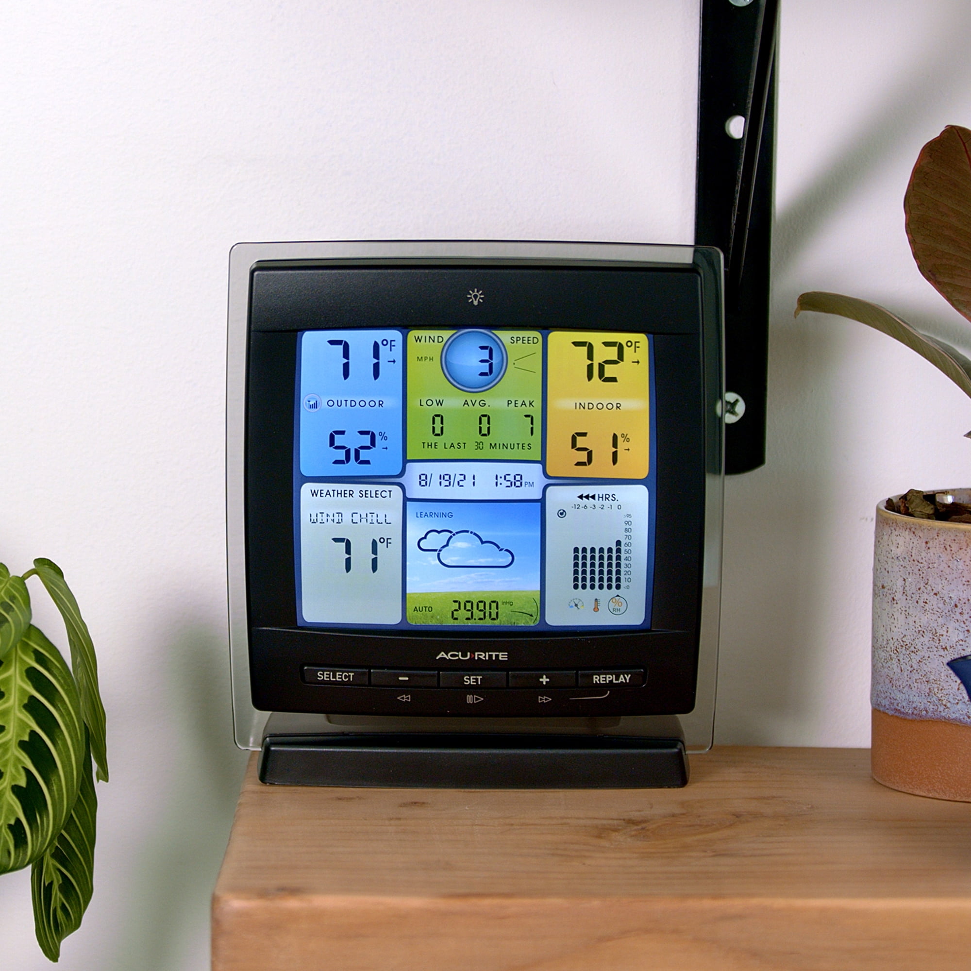 AcuRite Notos® (3-in-1) Weather Station for Indoor/Outdoor Temperature, Humidity, Wind Speed, and Hyperlocal Forecast with Color Display and Built-In Barometer (00589)