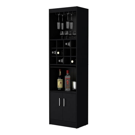Newboti Furniture Black Bar Cabinet with Wine Storage 22620