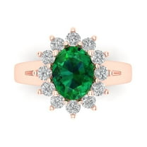 Halo Engagement Ring for Women - 2.72ct Simulated Emerald in 18K Rose Gold Promise Ring