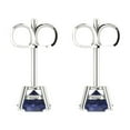 thumbnail image 4 of 14K Solid Gold Push Back Stud Earrings for Women | 2 cttw Round Cut Simulated Blue Sapphire | White Gold, 4 of 5
