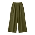 thumbnail image 5 of Bxsruta Women's Cargo Pants Wide Leg Relaxed Fit Cropped Trousers Casual Summer Everyday Wear, 5 of 5