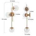 thumbnail image 4 of LNC Nako 12-in W 3-Light Matte Gold and Clear Glass Globe Modern LED Wall Sconce,30"Hx10"D, 4 of 11