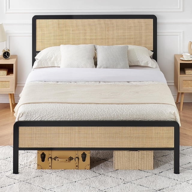 Ourlova Stylish Full Bed Frame with 7 Support Legs 12 Slats Easy Assembly and Ample Under-Bed Storage
