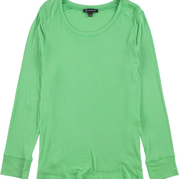 I.N.C Womens Ribbed Basic T-Shirt, Green, Large