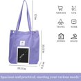 thumbnail image 2 of Corduroy Tote Bag Cute Tote Bags for Women Shoulder Bag with Inner Pocket for Work Beach Travel and Shopping Grocery, Purple, 2 of 5