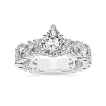 IGI Certified 1 Carat Pear Shape Lab Grown Diamond Engagement Ring | 14K White Gold | Skylar Side Stone Encrusted Diamond Ring | FG-VS Quality Friendly Diamonds