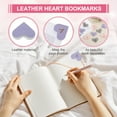 thumbnail image 3 of Initial T Corner Bookmarks,  Heart Shape Leather Book Marks Page Markers Cute Page Clip for Men Women Teacher Reader Book Lover Writers, Purple, 3 of 7