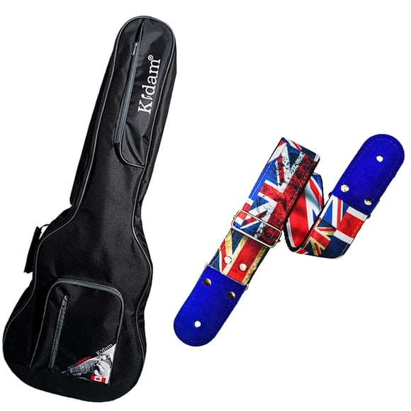 PAQUETE Estuche para guitarra clásica, Funda para guitarra, Gig bag , guitar case para trasporte y protección, color negro bordes grises + Tahali strap correa guitarra Kidam INGLATERRA
