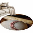 thumbnail image 2 of Area Rug 36in, Vintage Baseball with Wooden Bat Floor Carpet Living Room Rug, American Sports Non-Slip Welcome Mat Indoor Rugs for Bedroom Dining Room, 2 of 9