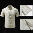 thumbnail image 3 of Men's Short Sleeve Tactical Button Down Shirt Quick-Dry Utility Pocket Work Shirt, 3 of 7