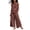 Brown 01, variant on 2 Piece Sets for Women 2-Piece Linen Blend Outfit, Smocked Ruffle Neck Sleeveless Top + Elastic Waist Wide Leg Pants with Pockets, Casual Summer Set Jumpsuits for Women