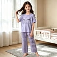 thumbnail image 6 of Bovxnpu Unisex Girls Summer Outfits Casual Loungewear Set Graphic Short Sleeve Crewneck Kids Soft Loungewear Pants Set, 6 of 6