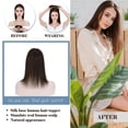 thumbnail image 5 of MY-LADY Clip In Remy Topper Hairpiece Human Hair Clip On Toupee Wispy Bangs For Women Middle Part With Hair Loss Thinning Hair #02 Dark Brown, 5 of 8