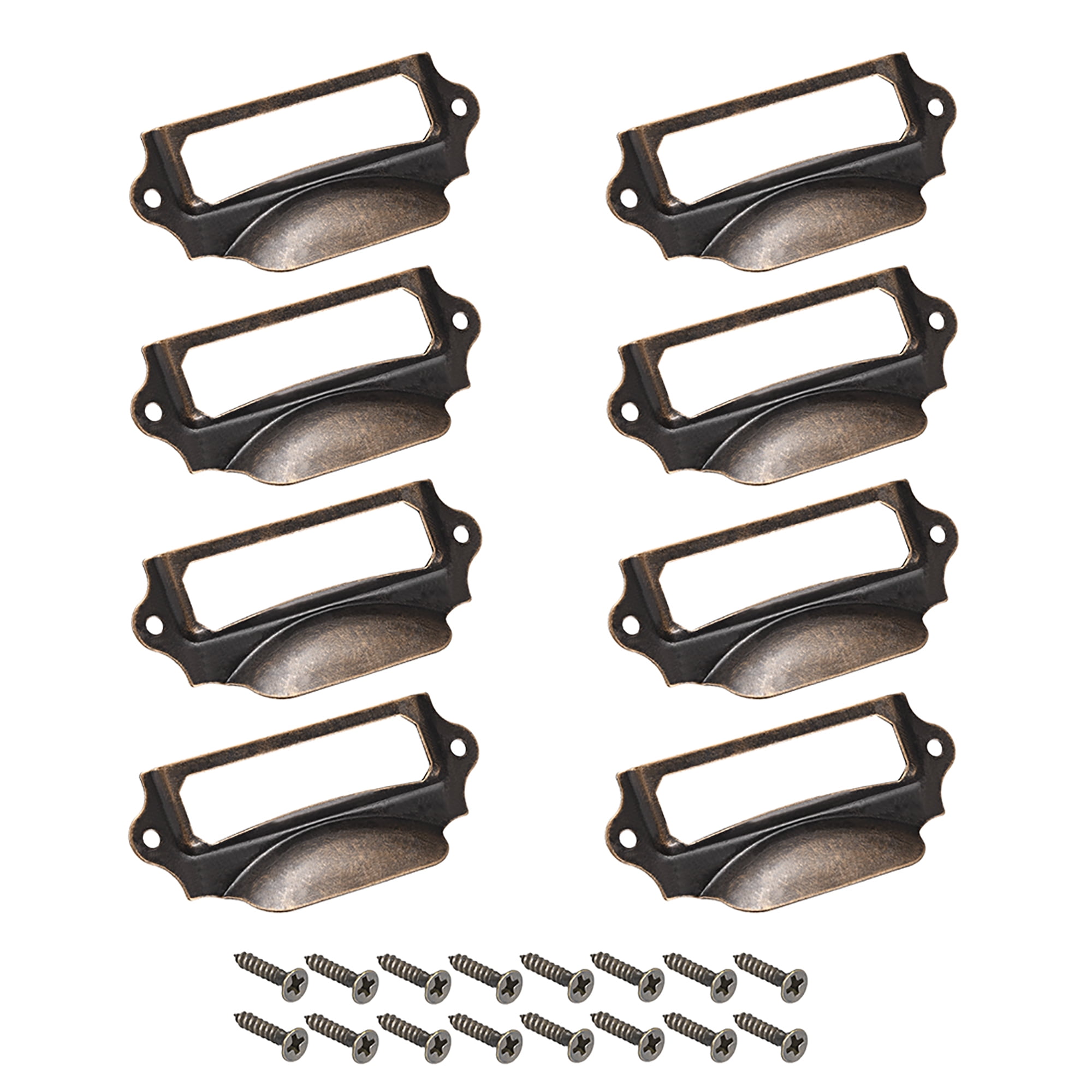 Label Holder Pull Handle Vintage Iron Red Bronze Tone 90x41mm 8pcs w