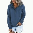 thumbnail image 2 of Towmus Half Boutton Womens Hoodies Drawstring Hooded Sweatshirts for Woman With Pocket, 2 of 6