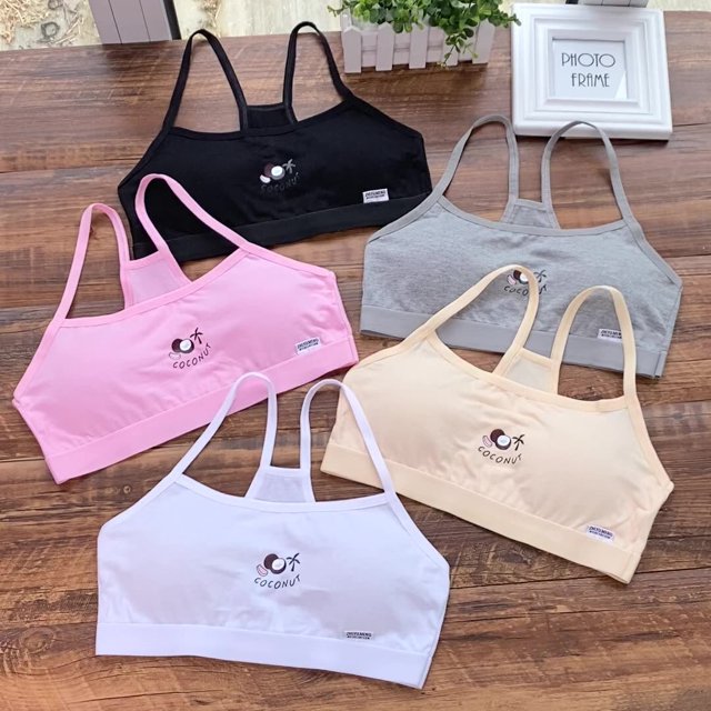 Gift Girl Bra Teen Crop Top Underwear Vest Racerback Puberty Sport Training Bras Letter Streetwear Tube Top New Year 7-14Y 10 9BlackFree size He Qiyong unisex