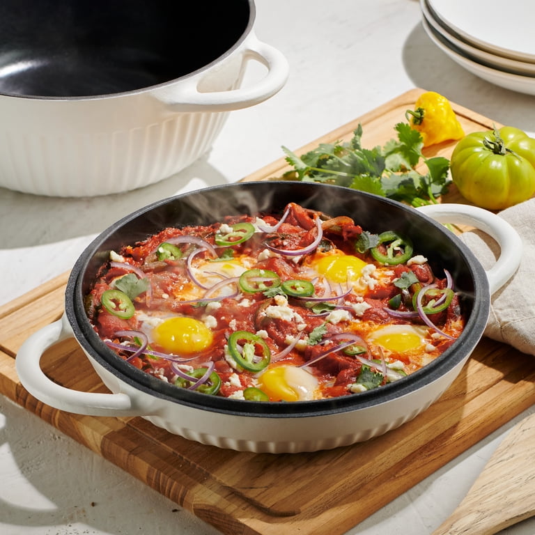 TRAMONTINA 鋳鉄 両手鍋 ホワイト 約25cm Tramontina 4 QT Enameled Cast Iron Dutch Oven for Bread Baking