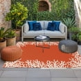 thumbnail image 2 of Coastal Coral Outdoor Rug for Patio/Deck/Porch, Non-Slip Large Area Rug 5 x 7 Ft, Orange White Ocean Marine Nautical Beach Indoor Outdoor Rugs Washable Area Rugs, Reversible Camping Rug Carpet Runner, 2 of 8