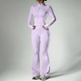 thumbnail image 5 of LIUJUNSHOP Women 2 Piece Outfits Tracksuit Set Long Sleeve Full Zipper Crop Jacket and Flare Pants Workout Set With Pockets Light Purple S, 5 of 6